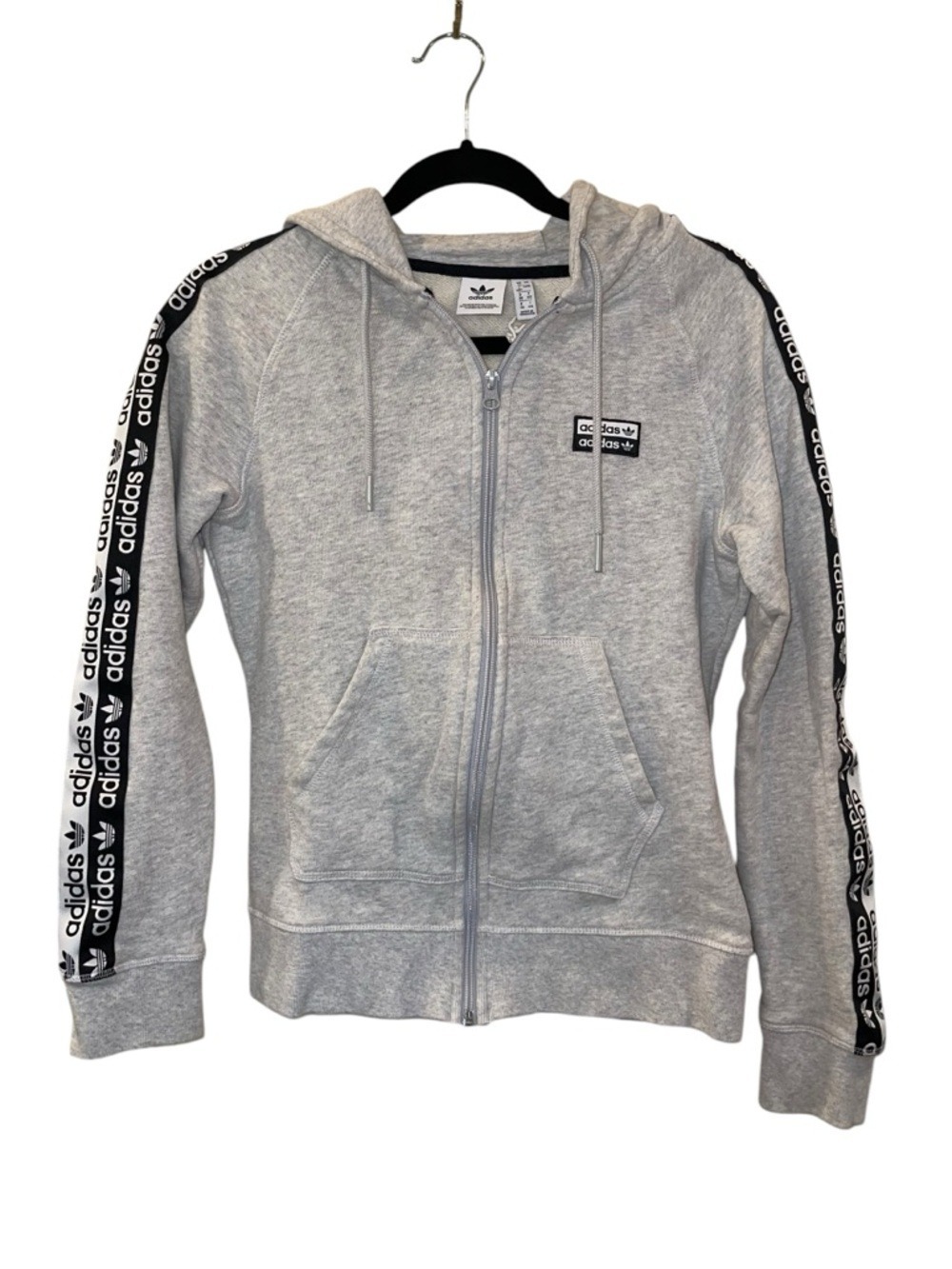 Adidas Women’s Original Tape Full-Zip Gray Hoodie Sweatshirt Size: 8